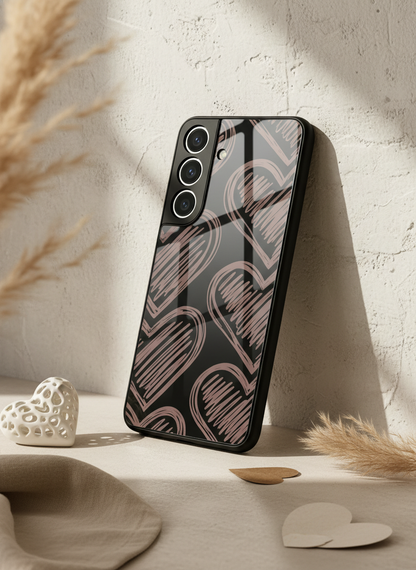 Heartlines Premium Glass Back Cover For Galaxy S, A, M & F Series