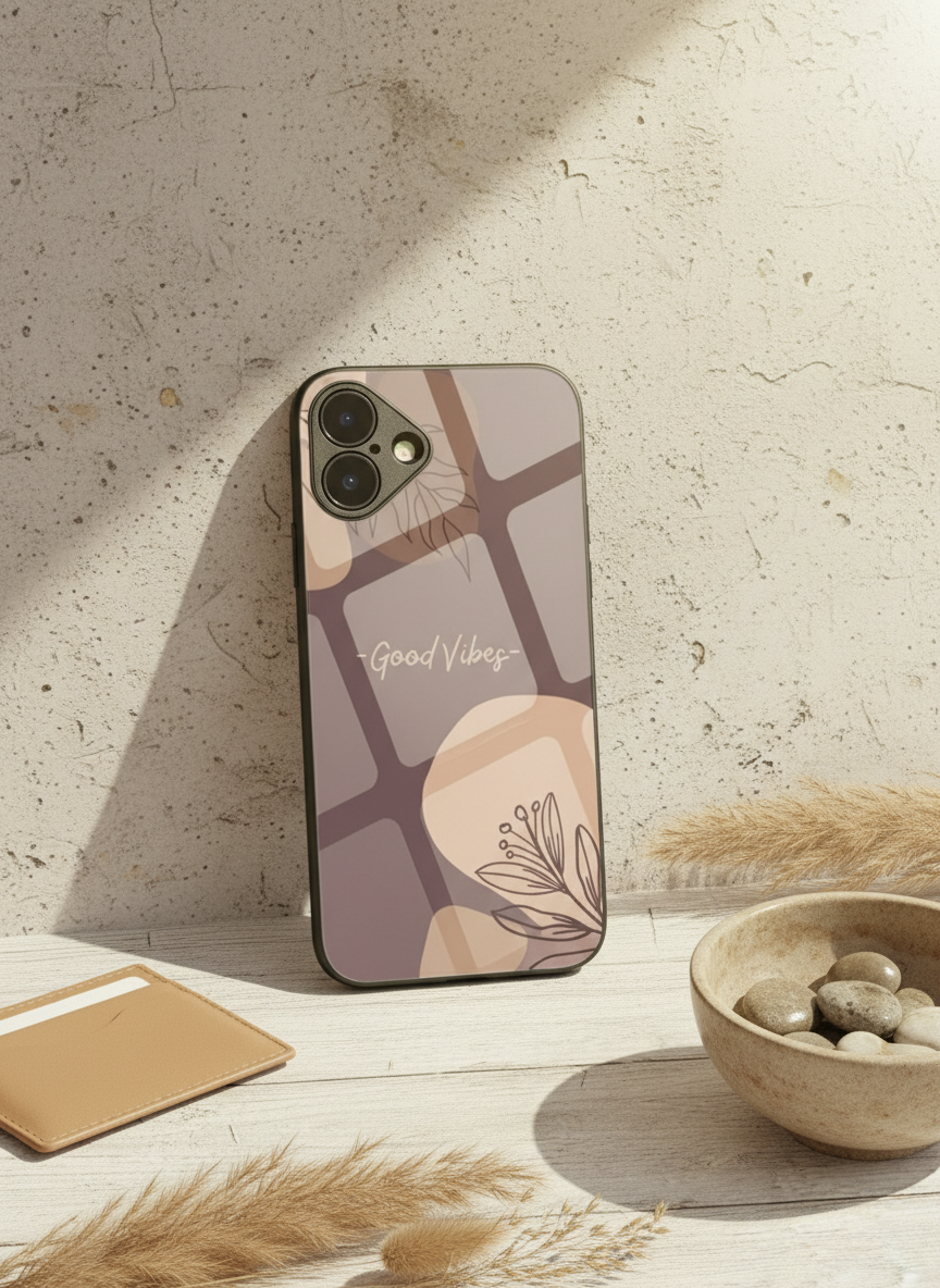 Calm Aura Premium Glass Back Cover For iPhone 11-17 Models