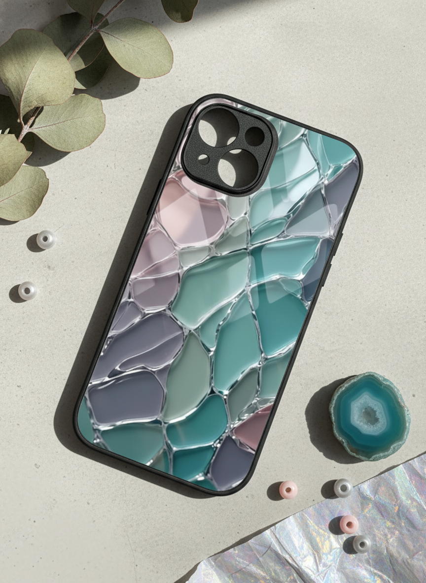 Ocean Glaze Premium Glass Back Cover For iPhone 11-17 Models