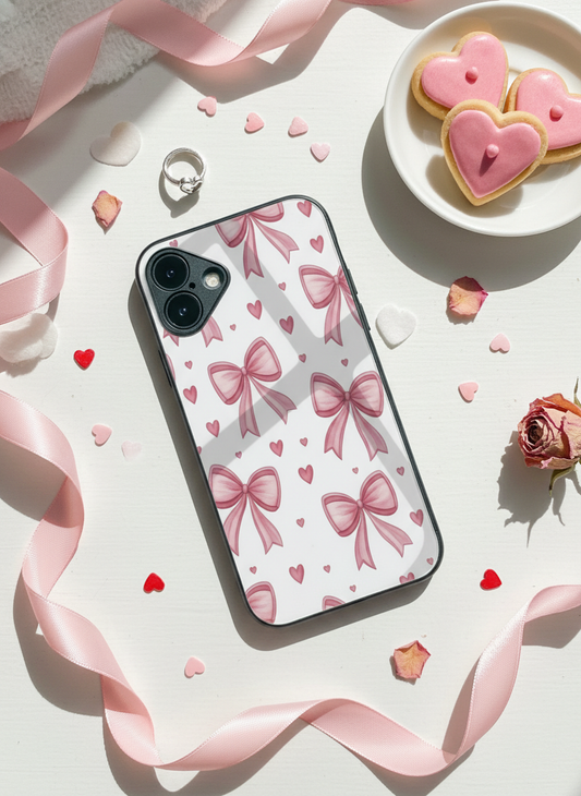 Bow Bliss Premium Glass Back Cover For iPhone 11-17 Models