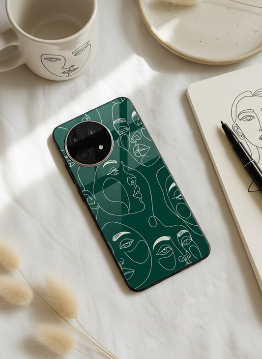 Line Art Lady Premium Glass Back Cover For One Plus 13, 12, 11, 10, Nord Series