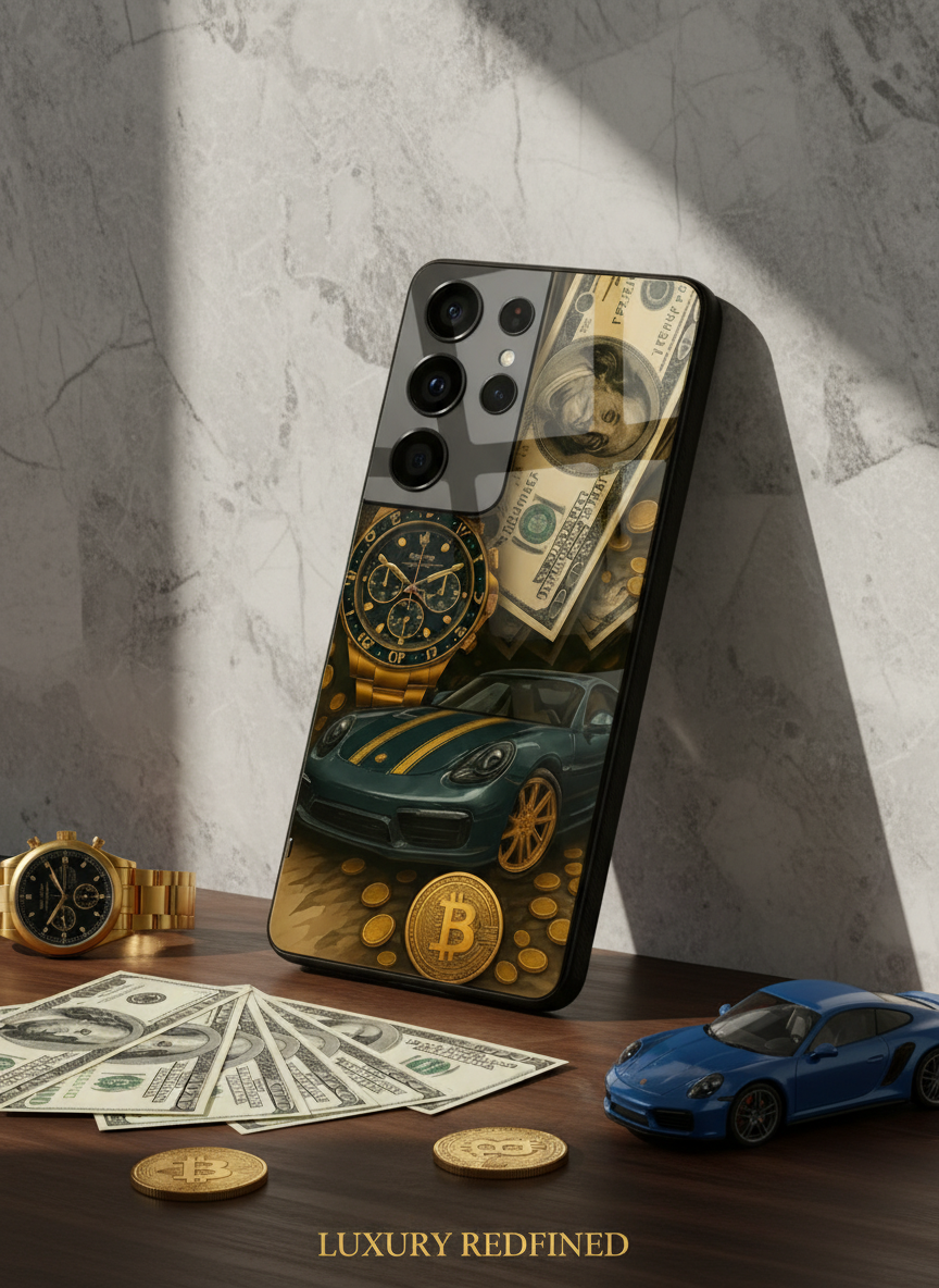 Crypto King Premium Glass Back Cover For Galaxy S, A, M & F Series