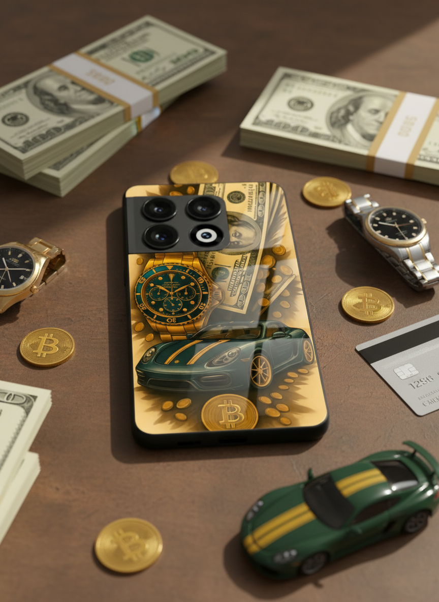 Crypto King Premium Glass Back Cover For One Plus 13, 12, 11, 10, Nord Series