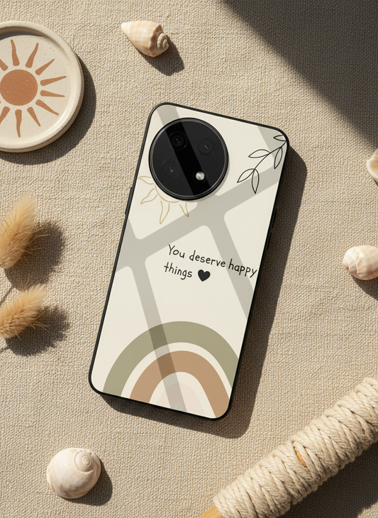 Happy Things Glass Back Cover For One Plus 13, 12, 11, 10, Nord Series