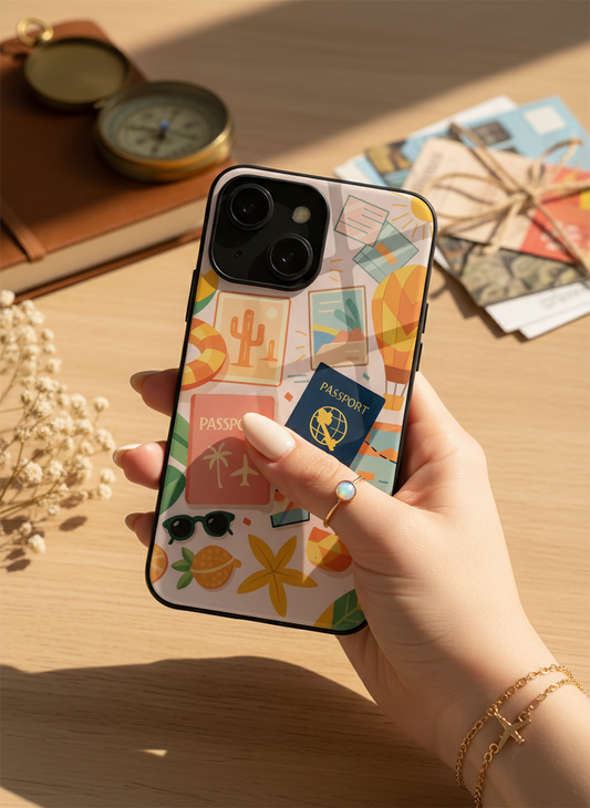 I Love Travelling  Premium Glass Back Cover For iPhone 11-17 Models