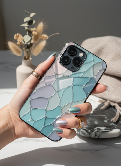 Ocean Glaze Premium Glass Back Cover For iPhone 11-17 Models