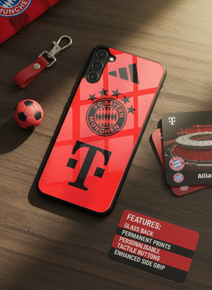 red armour Premium Glass Back Cover For Galaxy S, A, M & F Series