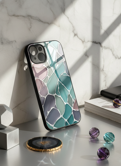 Ocean Glaze Premium Glass Back Cover For iPhone 11-17 Models