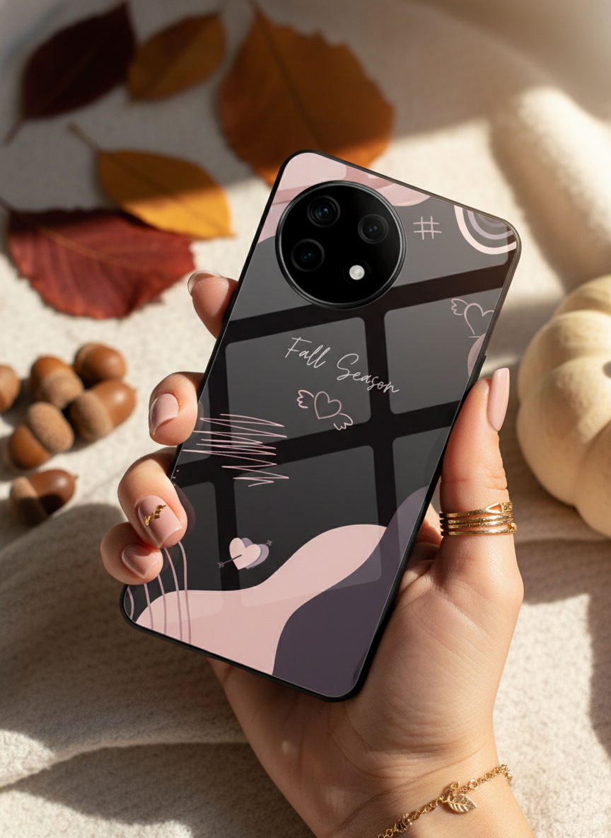 Autumn Heart Premium Glass Back Cover For One Plus 13, 12, 11, 10, Nord Series