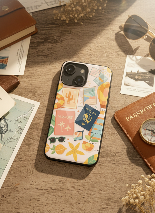 I Love Travelling  Premium Glass Back Cover For iPhone 11-17 Models