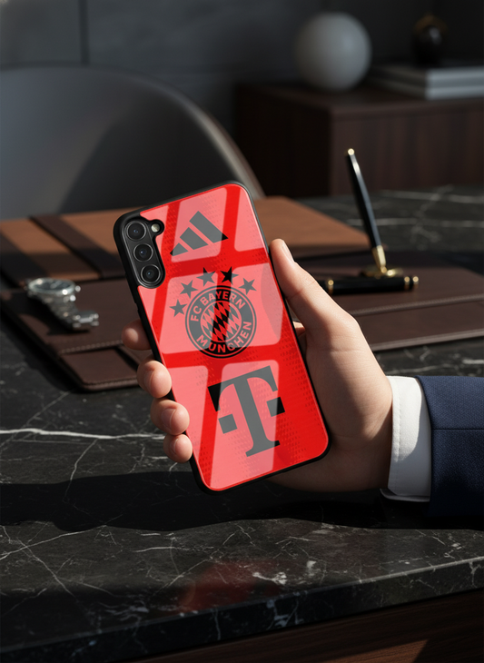 red armour Premium Glass Back Cover For Galaxy S, A, M & F Series