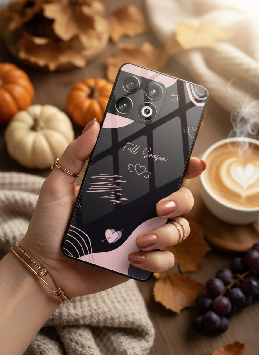 Autumn Heart Premium Glass Back Cover For One Plus 13, 12, 11, 10, Nord Series
