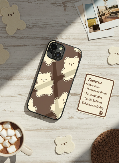 Teddy Overload Premium Glass Back Cover For iPhone 11-17 Models