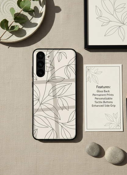 The Petal Sketch Premium Glass Back Cover For Galaxy S, A, M & F Series