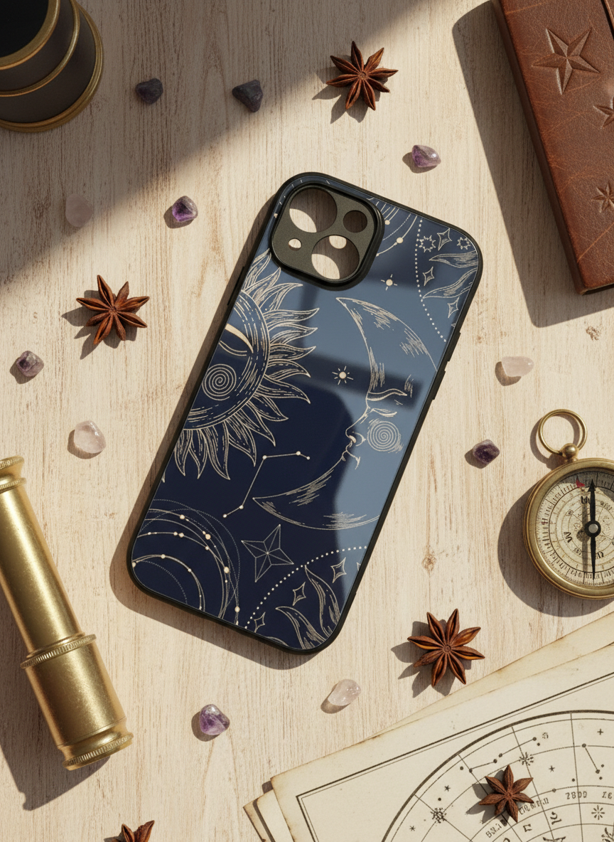 Celestial Dreams Premium Glass Back Cover For iPhone 11-17 Models