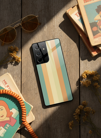 Abstract Strips Premium Glass Back Cover For Galaxy S, A, M & F Series