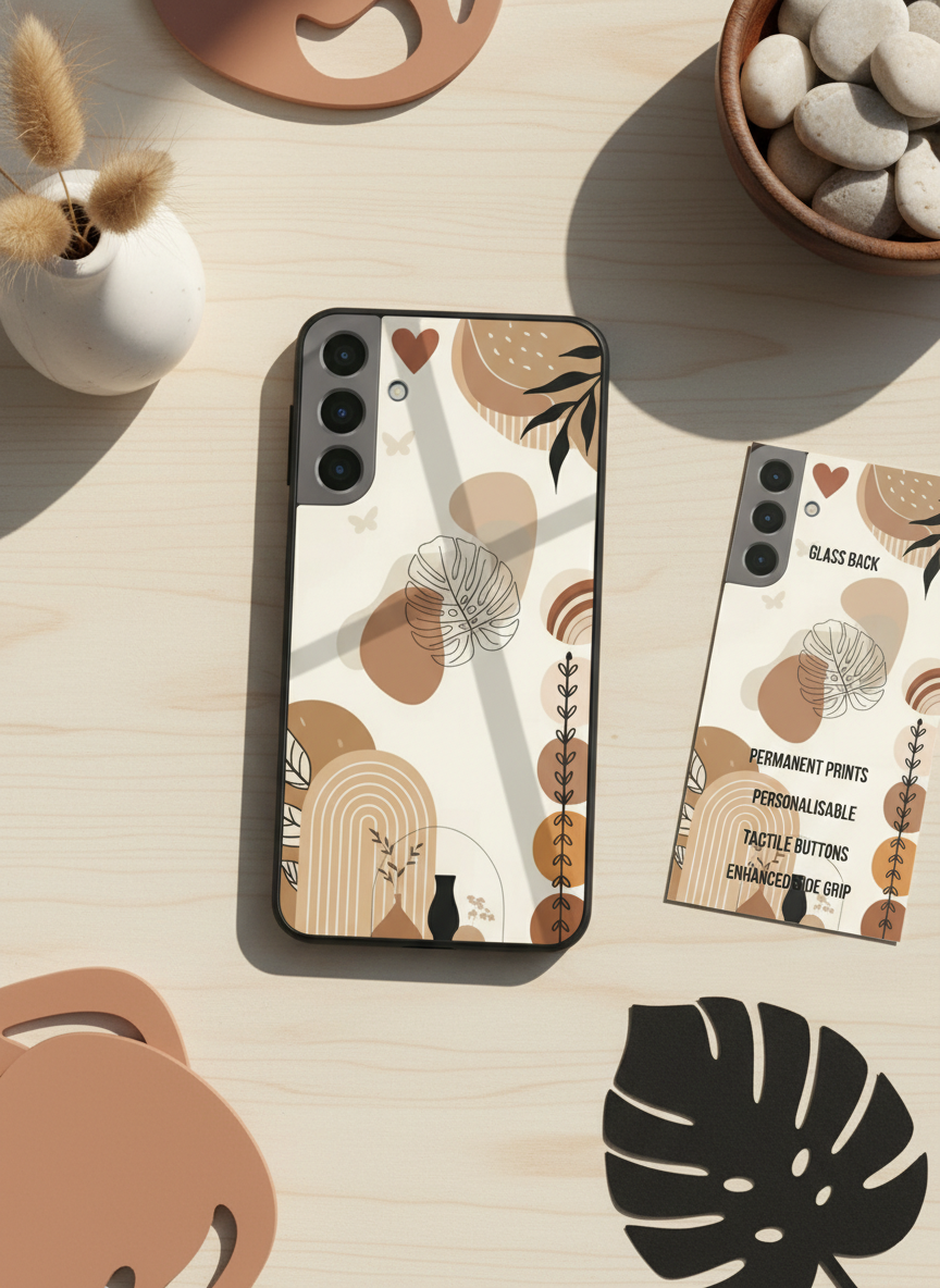 Organic Aura Premium Glass Back Cover For Galaxy S, A, M & F Series