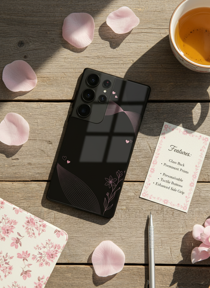 Velvet Bloom Personalised Premium Glass Back Cover For Galaxy S, A, M & F Series