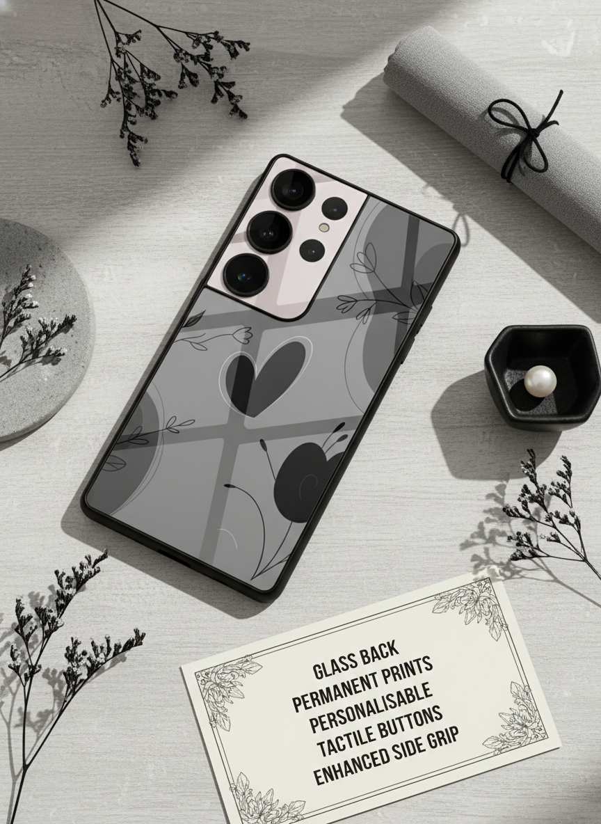 Muted Heart Premium Glass Back Cover For Galaxy S, A, M & F Series