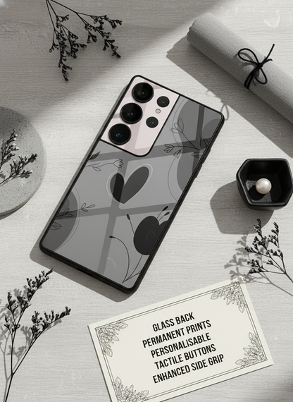 Muted Heart Premium Glass Back Cover For Galaxy S, A, M & F Series