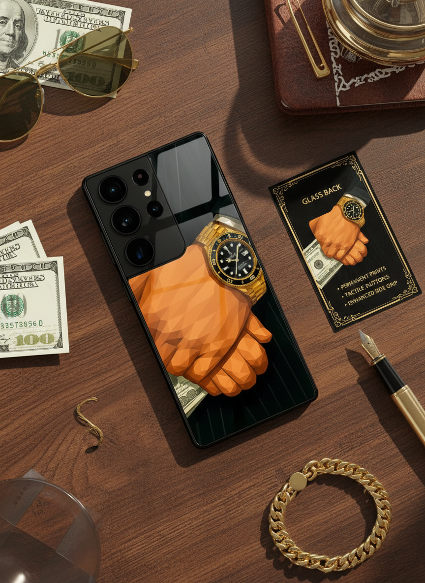 Money Matters Premium Glass Back Cover For Galaxy S, A, M & F Series