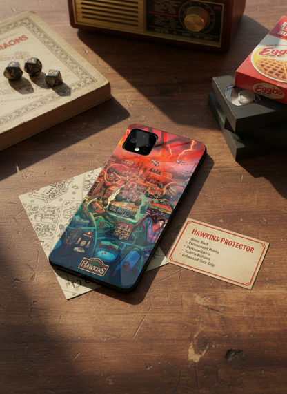 STRANGER THINGS- Hawkins Cinematic Map Premium Glass Back Cover For Google Pixel 7,8,9,10 Series
