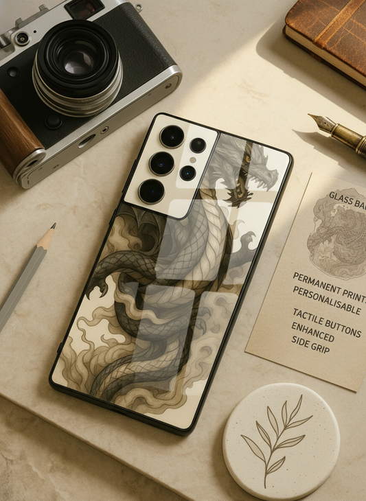 Dragon Premium Glass Back Cover For Galaxy S, A, M & F Series