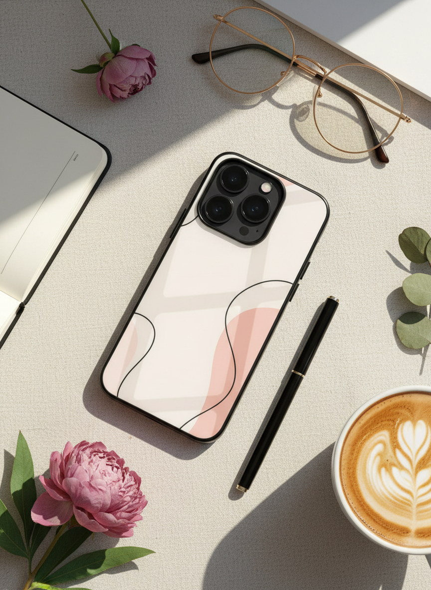 Clean Girl Aesthetics Premium Glass Back Cover For iPhone 11-17 Models