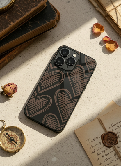 Heartlines Premium Glass Back Cover For iPhone 11-17 Models