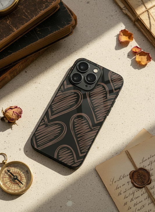 Heartlines Premium Glass Back Cover For iPhone 11-17 Models