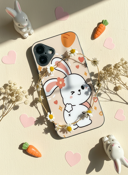 Bunny Pooh Premium Glass Back Cover For iPhone 11-17 Models