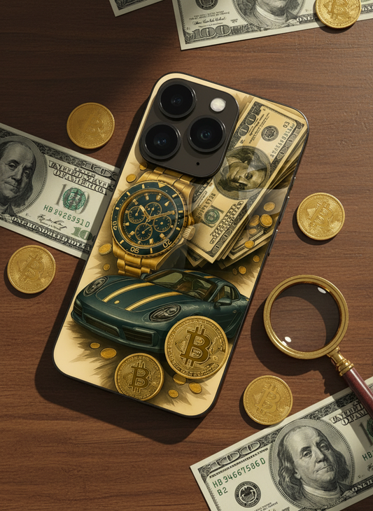 Crypto King Premium Glass Back Cover For iPhone 11-17 Models
