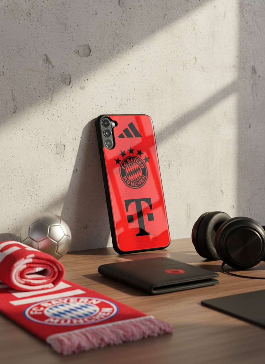 red armour Premium Glass Back Cover For Galaxy S, A, M & F Series