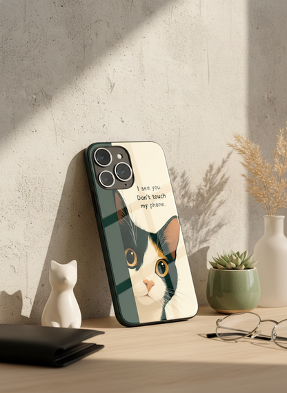 Sassy Cat Premium Glass Back Cover For iPhone 11-17 Models