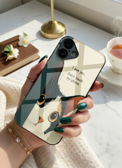 Sassy Cat Premium Glass Back Cover For iPhone 11-17 Models