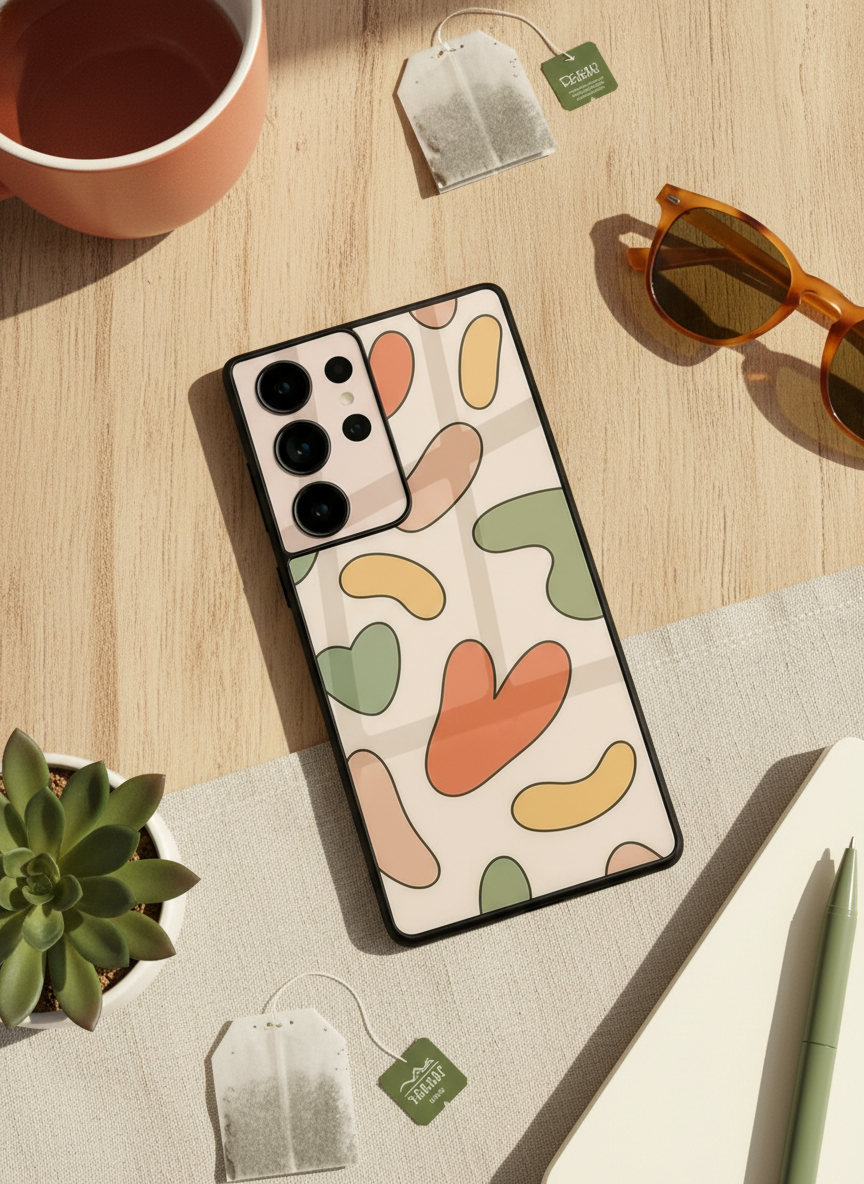 Heartsy Abstract Premium Glass Back Cover For Galaxy S, A, M & F Series