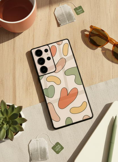 Heartsy Abstract Premium Glass Back Cover For Galaxy S, A, M & F Series