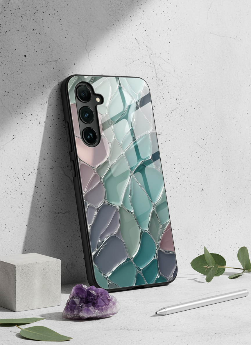 Ocean Glaze Premium Glass Back Cover For Galaxy S, A, M & F Series