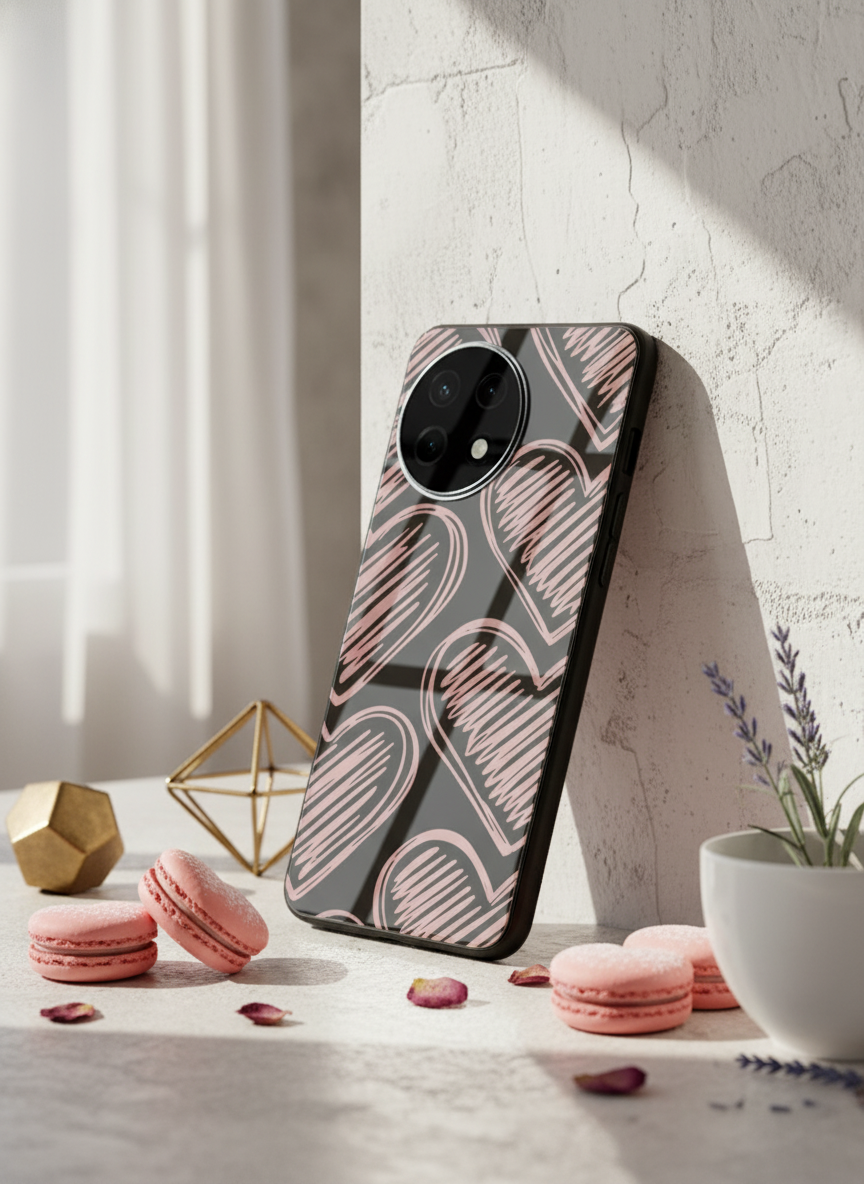 Heartline Glass Back Cover For One Plus 13, 12, 11, 10, Nord Series