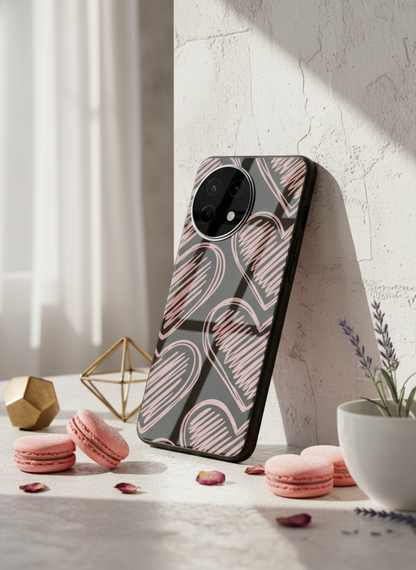 Heartline Glass Back Cover For One Plus 13, 12, 11, 10, Nord Series