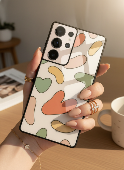 Heartsy Abstract Premium Glass Back Cover For Galaxy S, A, M & F Series