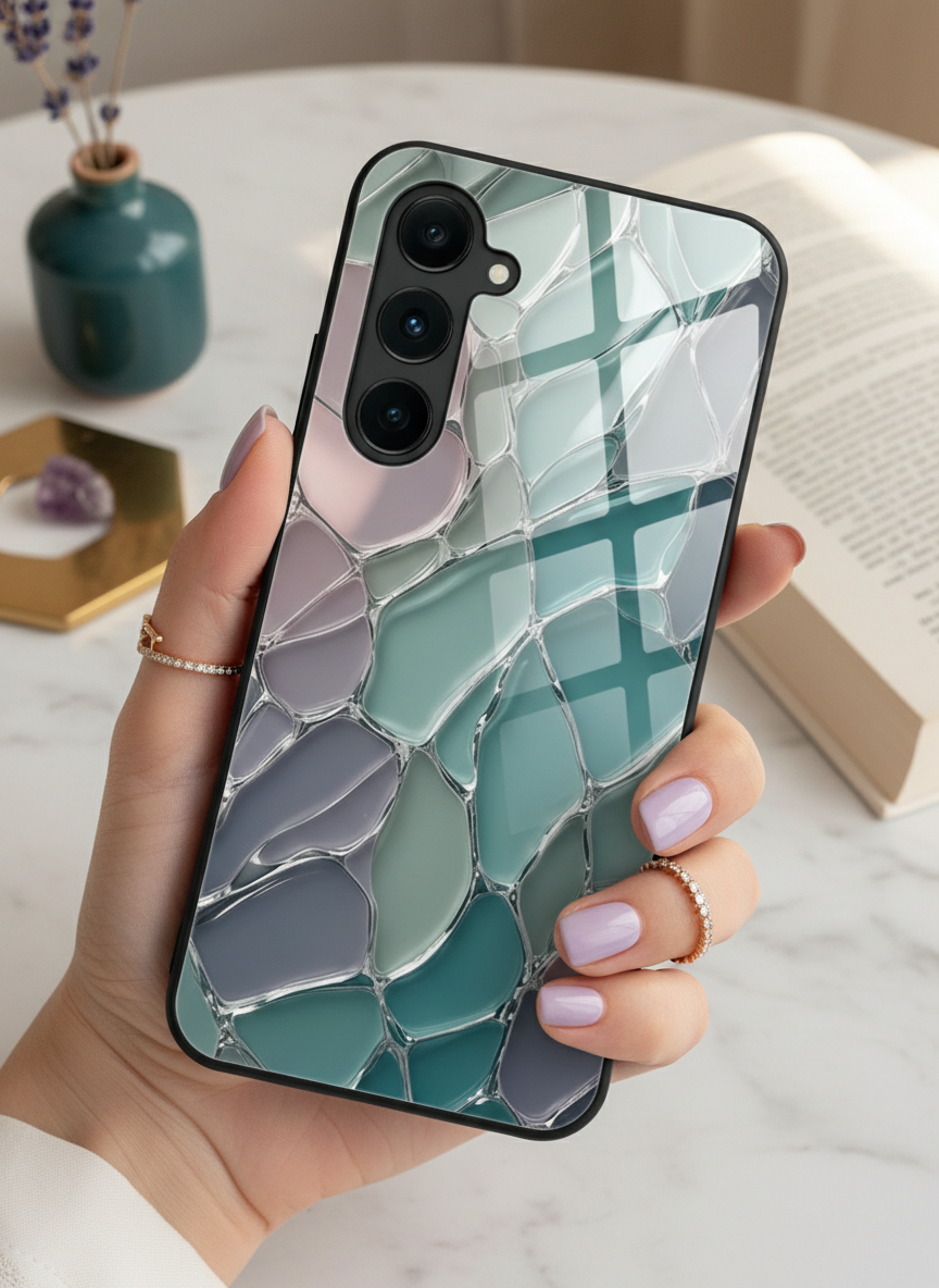 Ocean Glaze Premium Glass Back Cover For Galaxy S, A, M & F Series