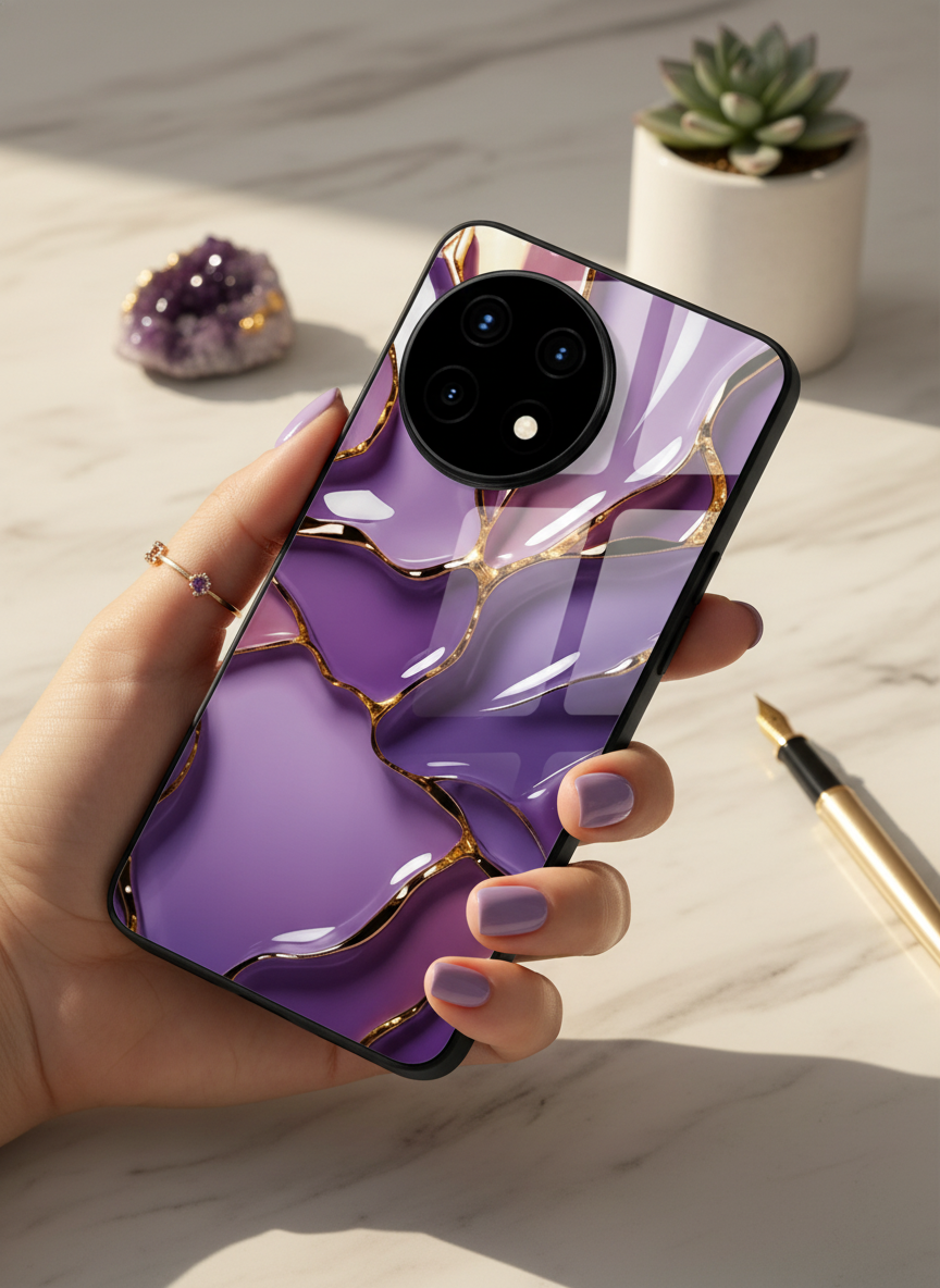 Amethyst Premium Glass Back Cover For One Plus 13, 12, 11, 10, Nord Series