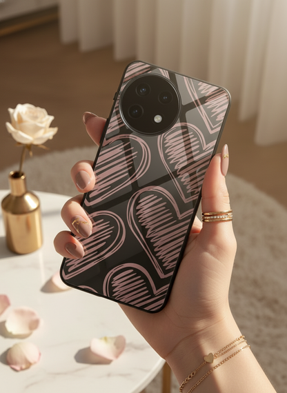 Heartline Glass Back Cover For One Plus 13, 12, 11, 10, Nord Series