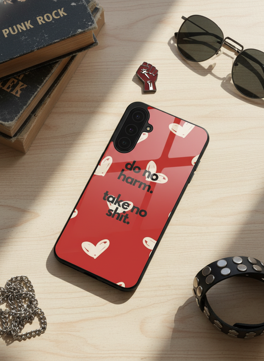 Bold Hearts Premium Glass Back Cover For Galaxy S, A, M & F Series