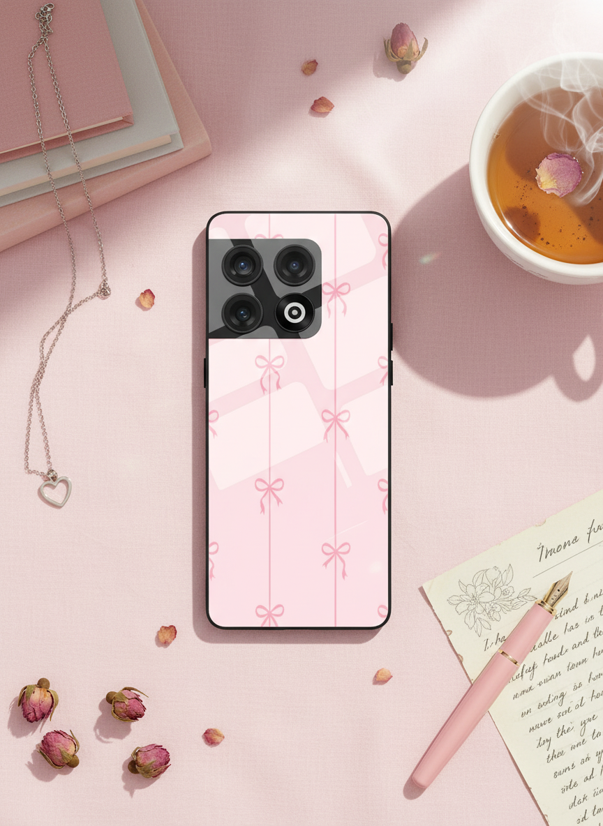 Bows Stripes Premium Glass Back Cover For One Plus 13, 12, 11, 10, Nord Series
