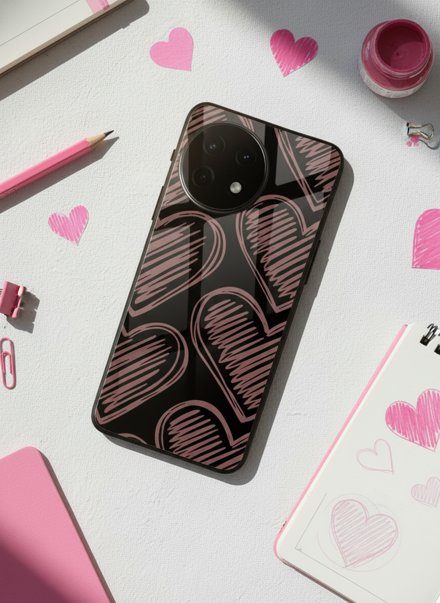 Heartline Glass Back Cover For One Plus 13, 12, 11, 10, Nord Series