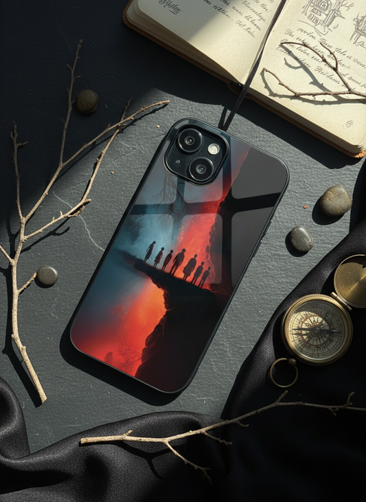STRANGER THINGS- Parallel Edge Premium Glass Back Cover For iPhone 11-17 Models