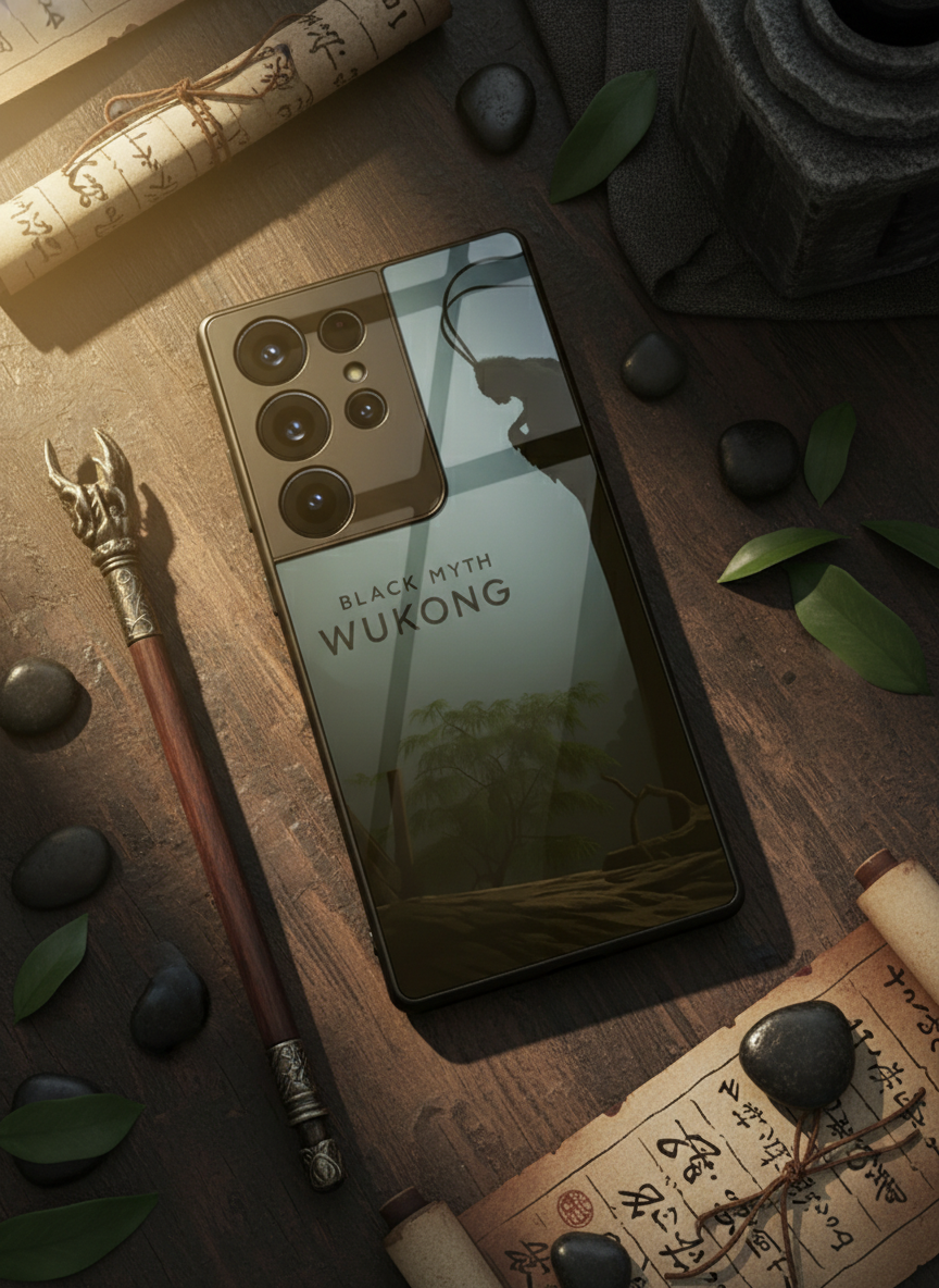 BMW -Black Myth Wukong Premium Glass Back Cover For Galaxy S, A, M & F Series
