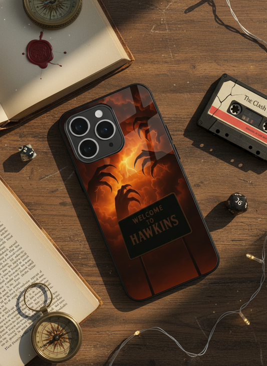 STRANGER THINGS- Inferno Of Hawkins Premium Glass Back Cover For iPhone 11-17 Models